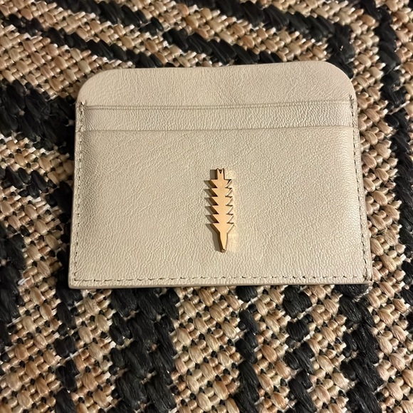 Thacker Eggshell Gold Terry Tote Work Bag Purse Cream Leather w/ Wallet - Picture 2 of 16